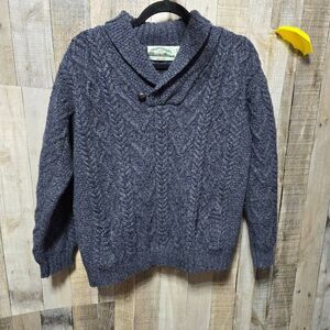 Aran Crafts Ireland Vintage Merino Wool Cable Knit Shawl Sweater